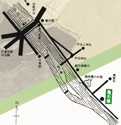 亀石楼への概略アクセスマップ