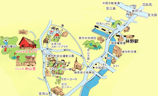 民宿　ぴょん吉　中山荘＜岡山県＞への概略アクセスマップ