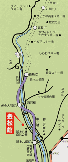 料理旅館　金松館への概略アクセスマップ