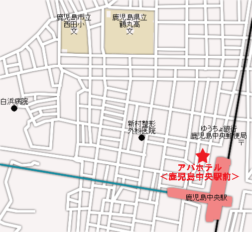 アパホテル〈鹿児島中央駅前〉への概略アクセスマップ