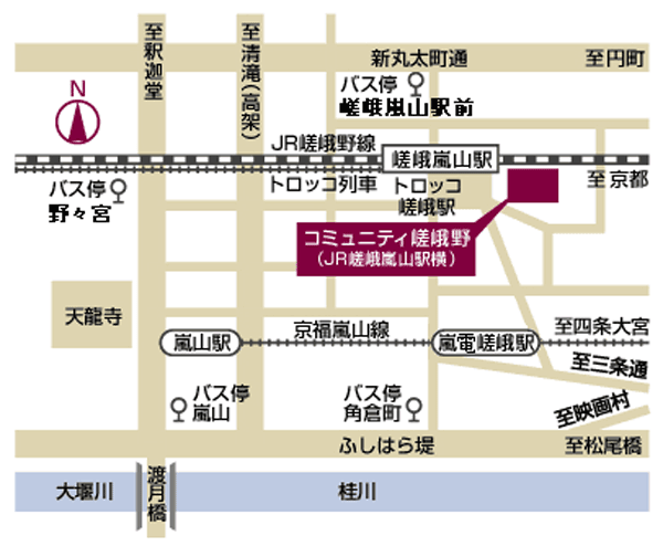 ホテル　ビナリオ嵯峨嵐山への概略アクセスマップ