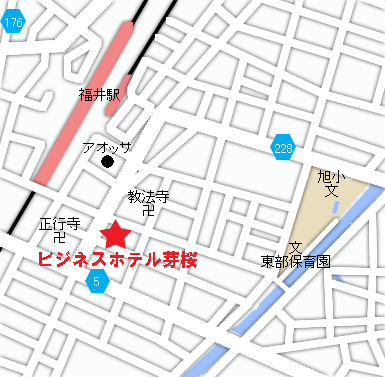 ビジネスホテル芽桜への概略アクセスマップ