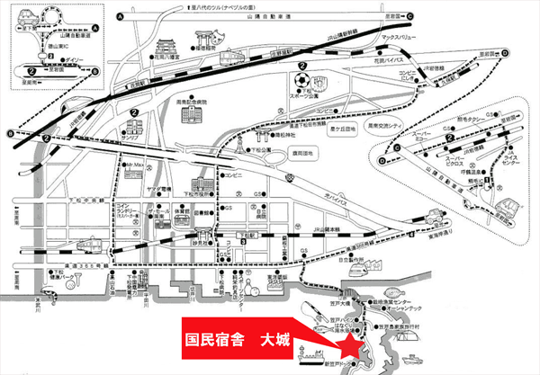 地図：国民宿舎　大城