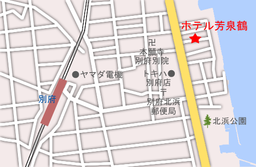 ホテル芳泉鶴への概略アクセスマップ
