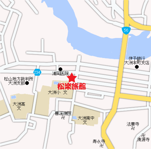 松楽旅館への概略アクセスマップ