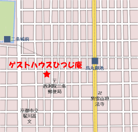 ゲストハウスひつじ庵への概略アクセスマップ