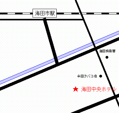 海田中央ホテルへの概略アクセスマップ
