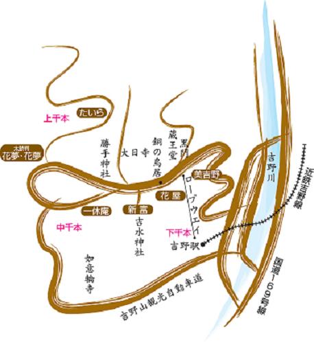 山紫水明の宿　美吉野　桜庵への概略アクセスマップ
