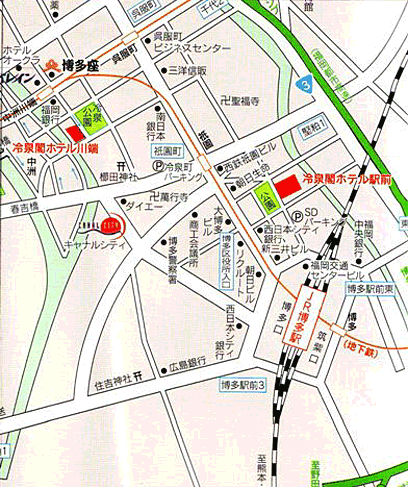 冷泉閣ホテル駅前への概略アクセスマップ