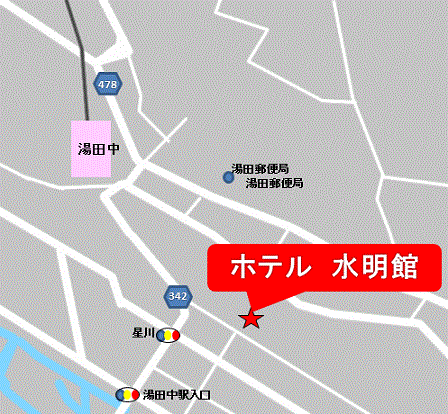 湯田中渋温泉郷　ホテル水明館への概略アクセスマップ