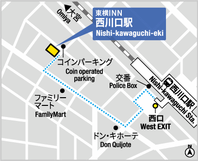 東横ＩＮＮ西川口駅への概略アクセスマップ