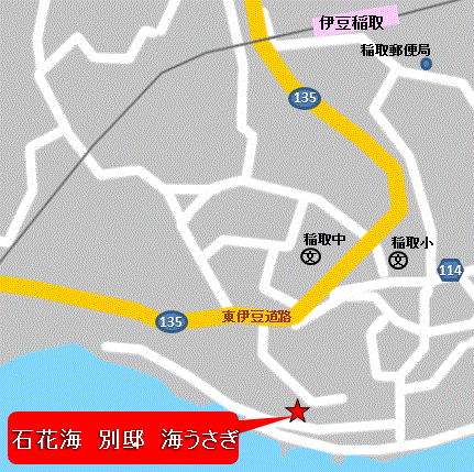 石花海　別邸　海うさぎへの概略アクセスマップ