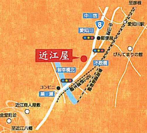 ビジネス旅館近江屋への概略アクセスマップ