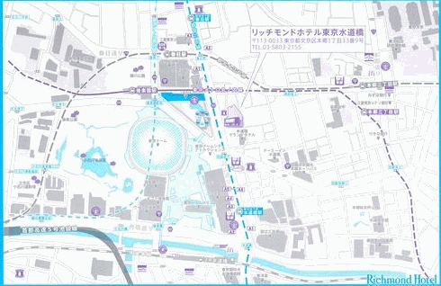 リッチモンドホテル東京水道橋への概略アクセスマップ