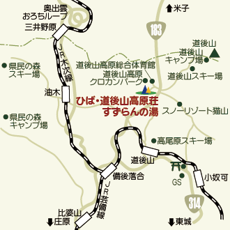 ひば・道後山高原荘の地図画像