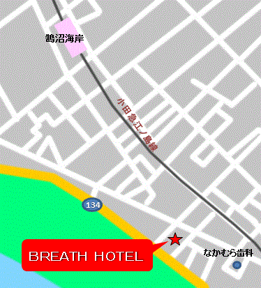 ＢＲＥＡＴＨ　ＨＯＴＥＬ（ブレスホテル）への概略アクセスマップ
