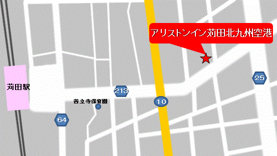 アリストンイン苅田北九州空港への概略アクセスマップ