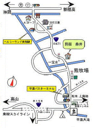 民宿森井への概略アクセスマップ