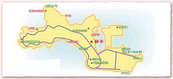 篠島　民宿　妙子＜篠島＞への概略アクセスマップ