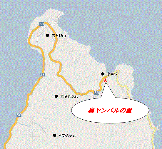 奥ヤンバルの里の地図画像