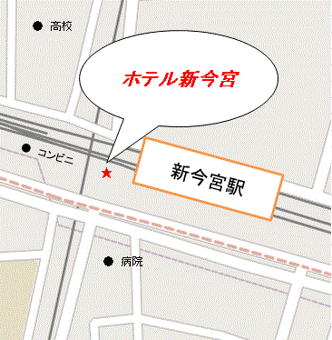 ホテル新今宮への概略アクセスマップ