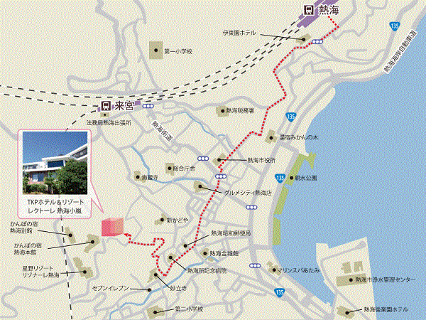 ＴＫＰホテル＆リゾート　レクトーレ熱海小嵐への概略アクセスマップ