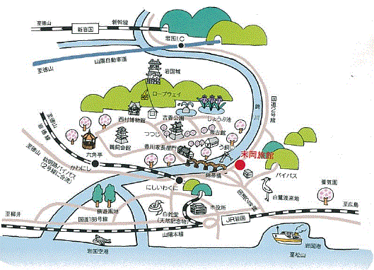 末岡旅館への概略アクセスマップ
