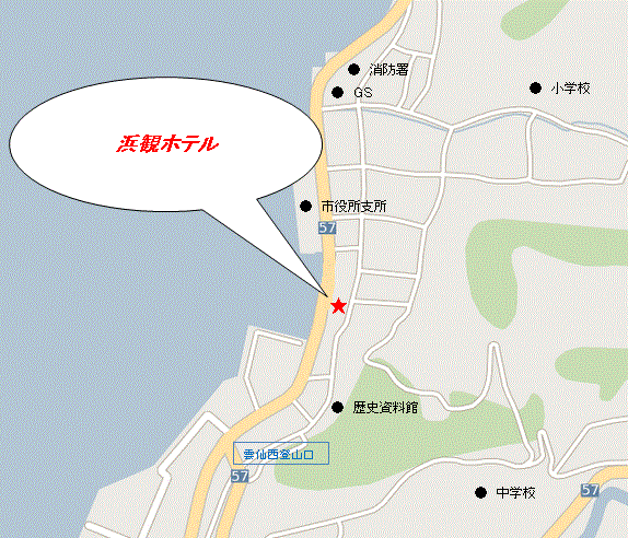小浜温泉　浜観ホテルへの概略アクセスマップ
