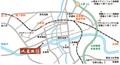 地図：人吉温泉　人吉旅館