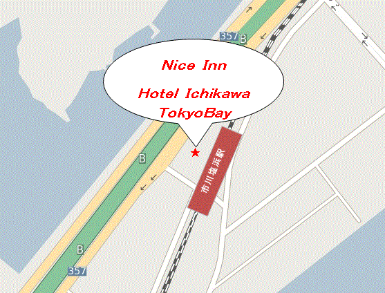 ナイスインホテル市川東京ベイ　〜舞浜まで電車６分〜への概略アクセスマップ