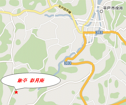 旅亭　彩月庵への概略アクセスマップ