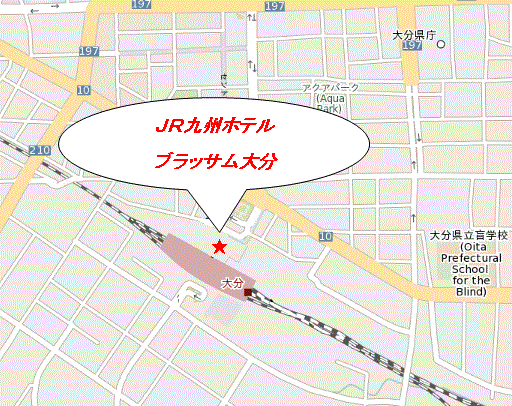 ＪＲ九州ホテルブラッサム大分への概略アクセスマップ