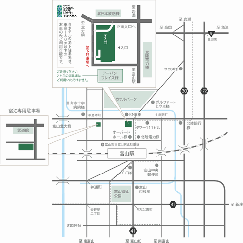 オークスカナルパークホテル富山 地図