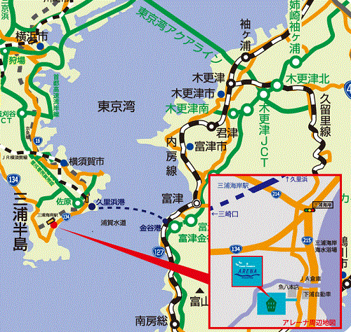 ペットと泊まる　ＣＡＲＯ　ＦＯＲＥＳＴＡ　三浦海岸　ＡＲＥＮＡへの概略アクセスマップ