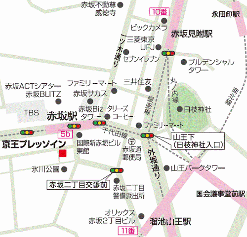 京王プレッソイン赤坂への概略アクセスマップ