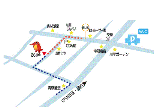 Ｌｕｌａｌｉｙａ（るらりや）　＜石垣島＞への概略アクセスマップ