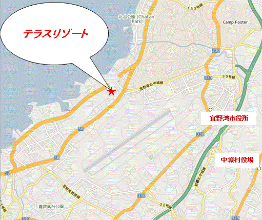テラスリゾート　宜野湾への概略アクセスマップ