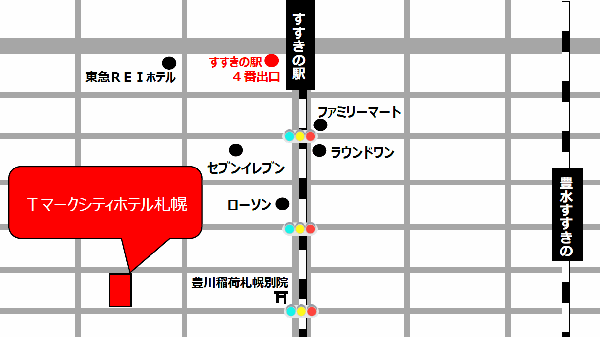 Ｔマークシティホテル札幌への概略アクセスマップ