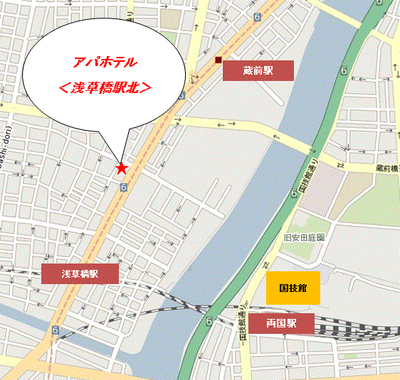 アパホテル〈浅草橋駅北〉への概略アクセスマップ