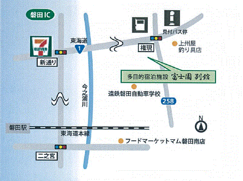 富士園別館への概略アクセスマップ