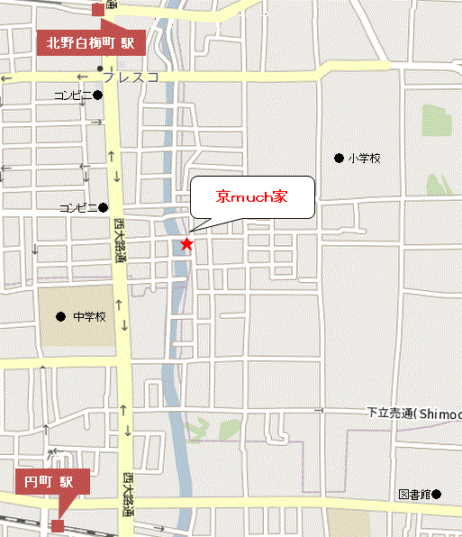 京ｍｕｃｈ家への概略アクセスマップ