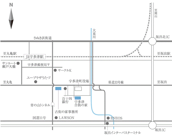 古街の家への概略アクセスマップ