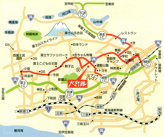 富士遊湯の郷　大野路 地図