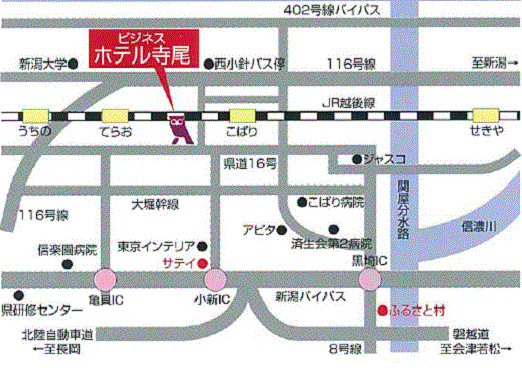 ホテル寺尾への概略アクセスマップ
