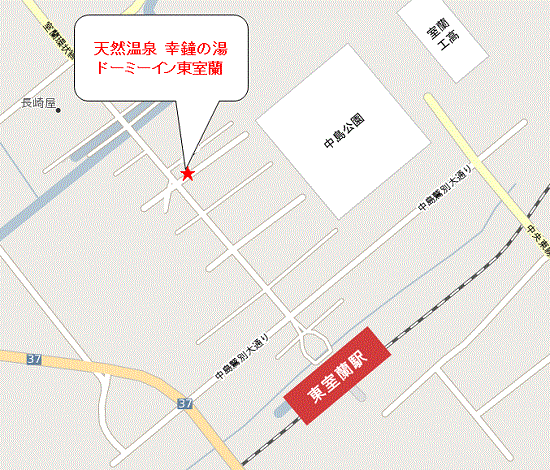 地図：天然温泉　幸鐘の湯　ドーミーイン東室蘭（ドーミーイン・御宿野乃　ホテルズグループ）