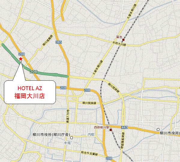 地図：ＨＯＴＥＬ　ＡＺ　福岡大川店