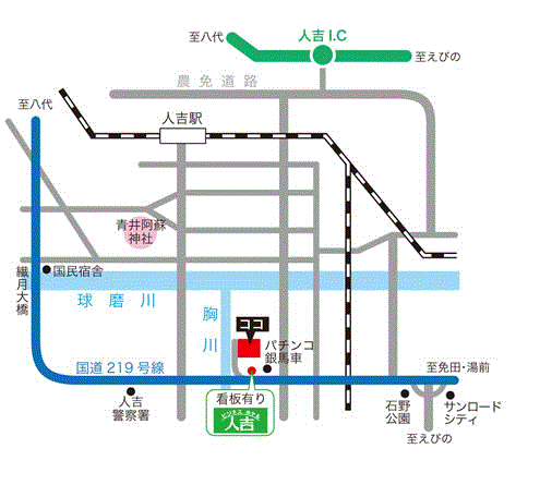 地図：ビジネスホテル人吉