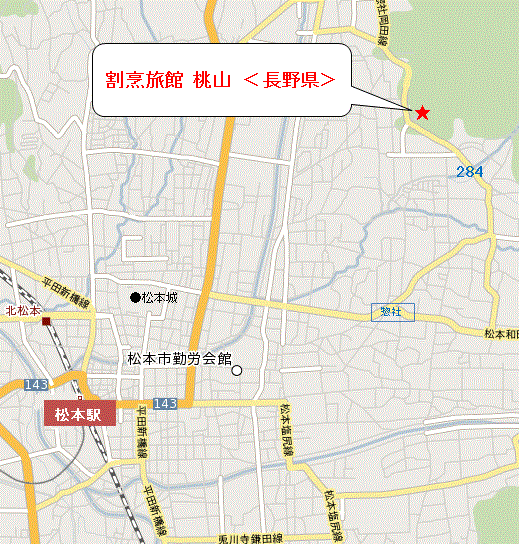 地図：割烹旅館　桃山　＜長野県＞