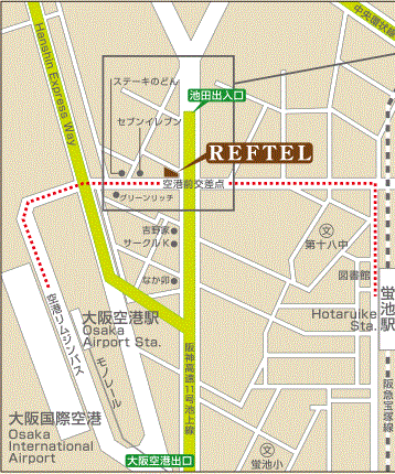 リフテル大阪空港前への概略アクセスマップ