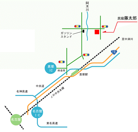 民宿　藤太郎への概略アクセスマップ